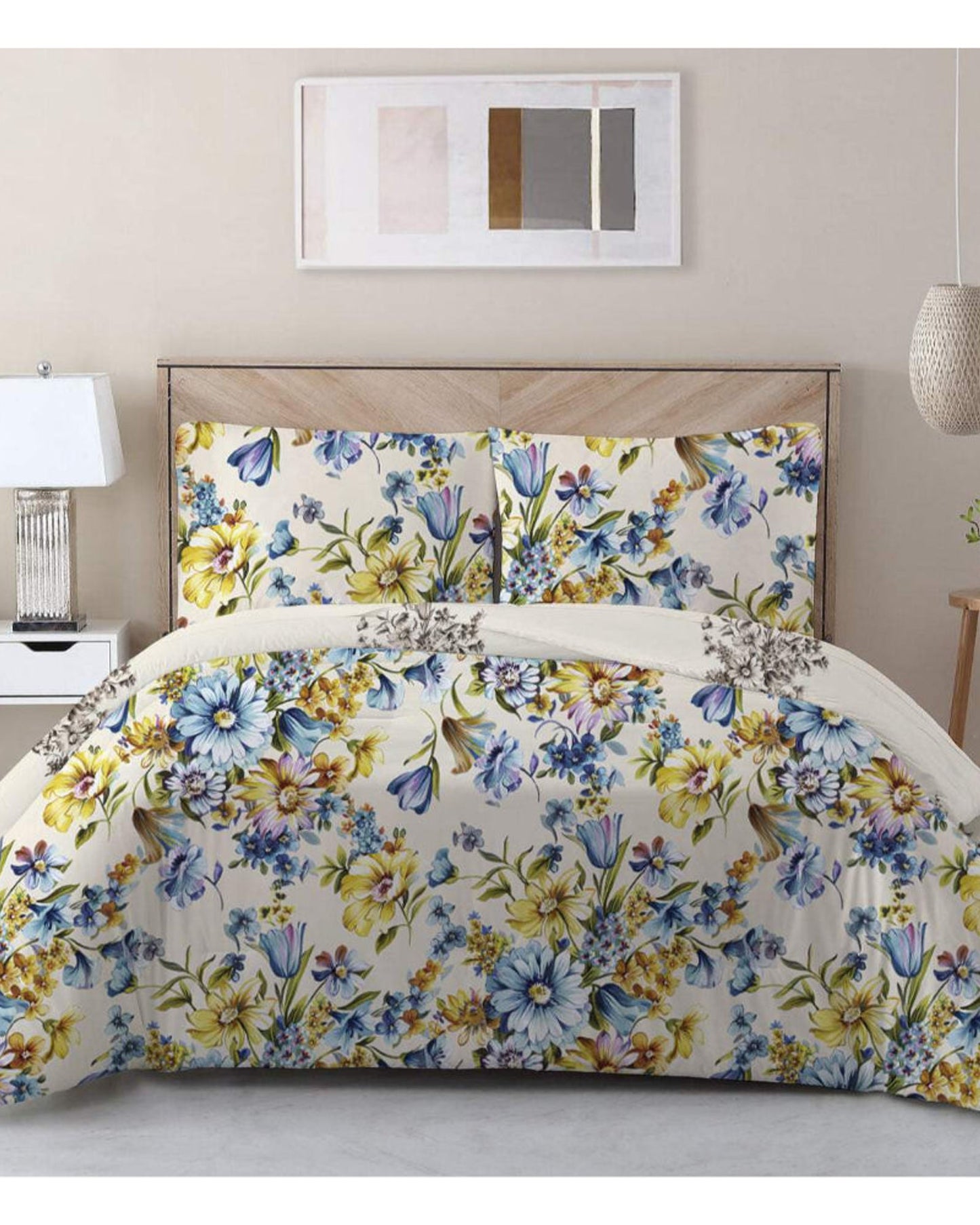 Cotton Home Comforter Set 3Pc Eraya Yellow