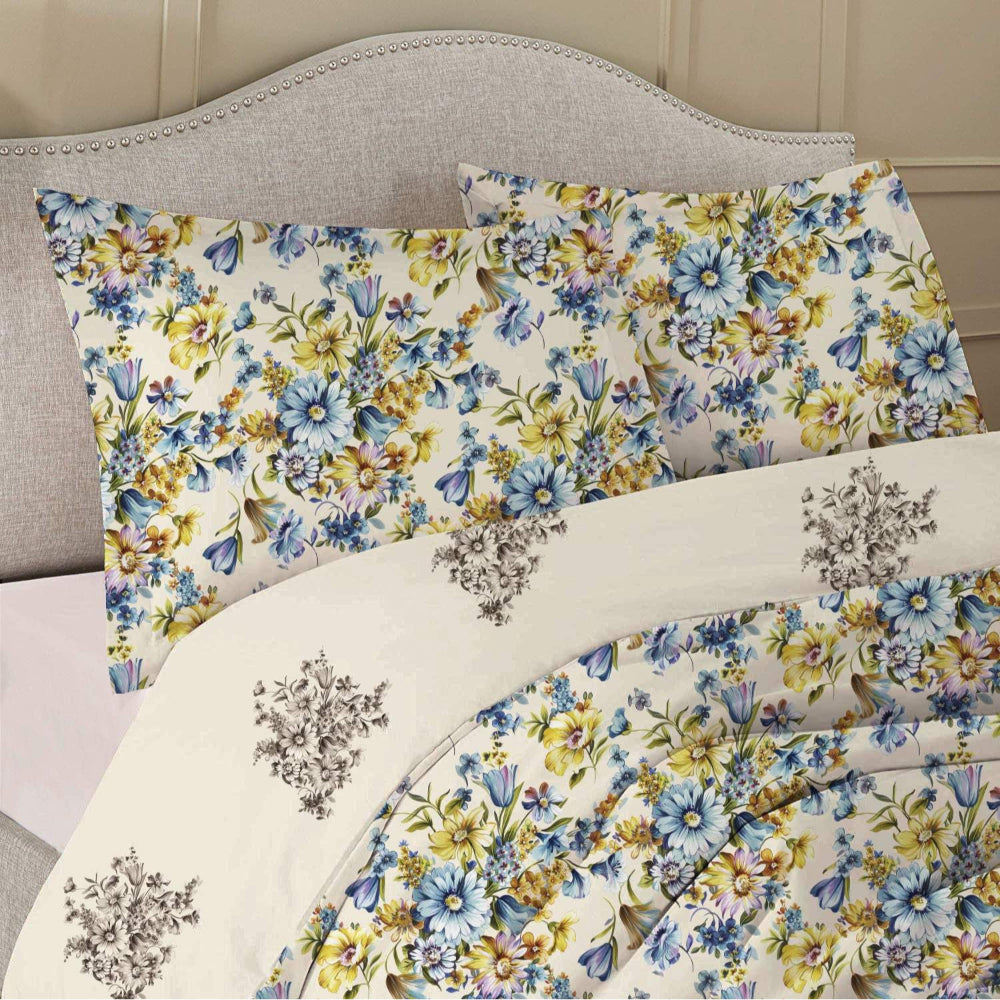 Cotton Home 100% Cotton Sateen 225T 3-piece Printed Eraya Comforter Yellow