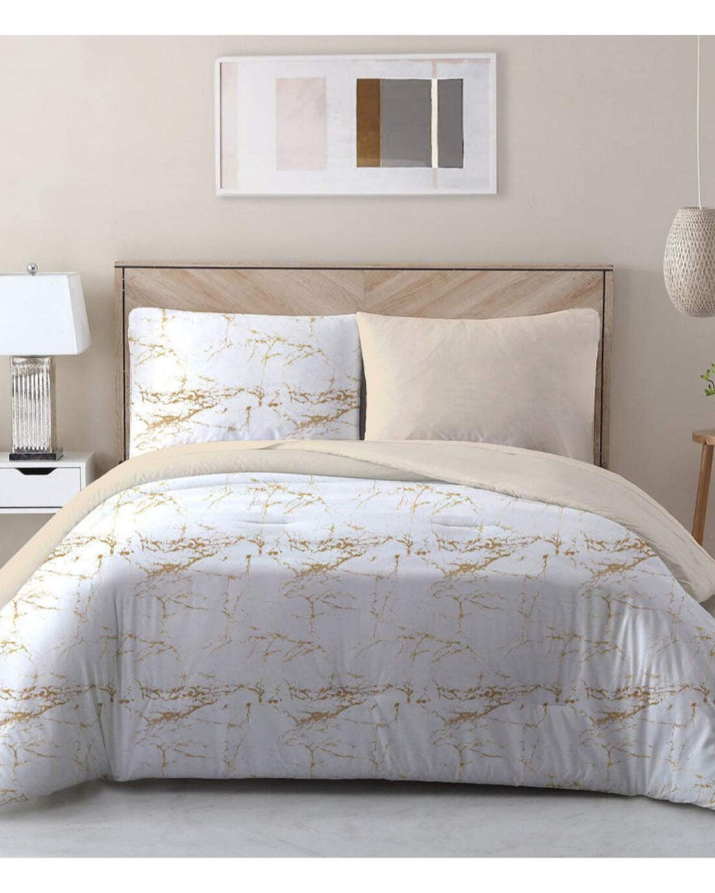 Cotton Home Comforter Set 3Pc Marble