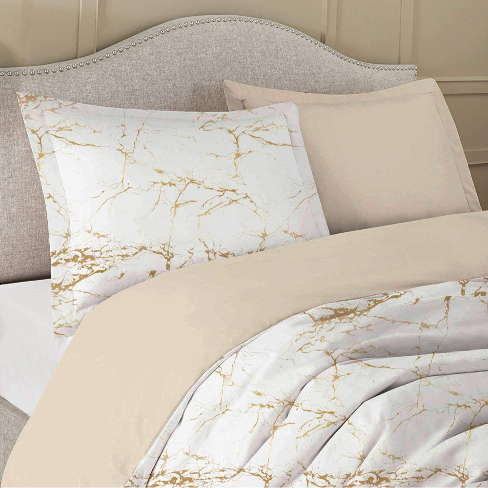 Cotton Home 100% Cotton Sateen 225T 3-piece Printed Comforter Set Marble