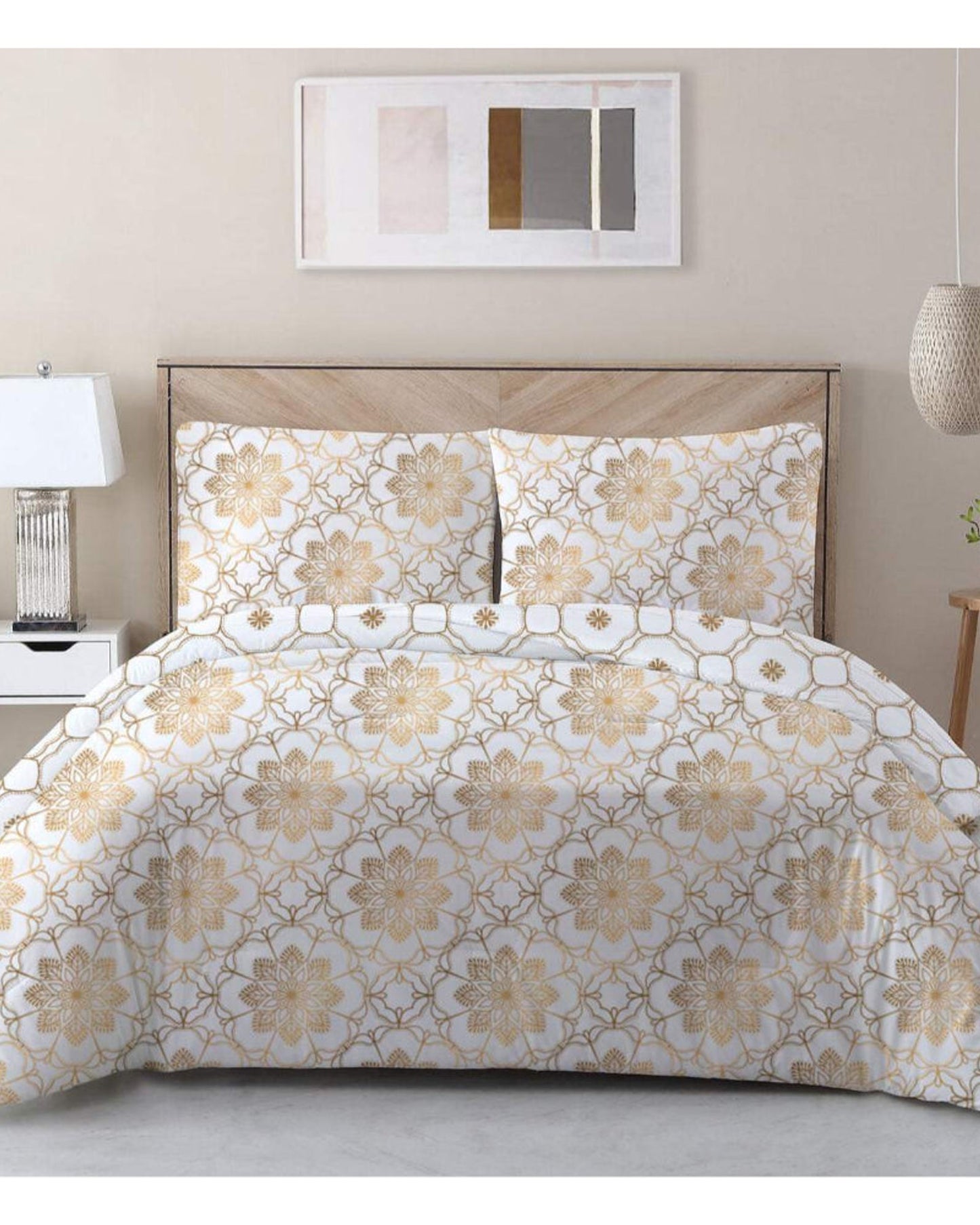 Cotton Home Comforter Set 3Pc Floral Red 144TC