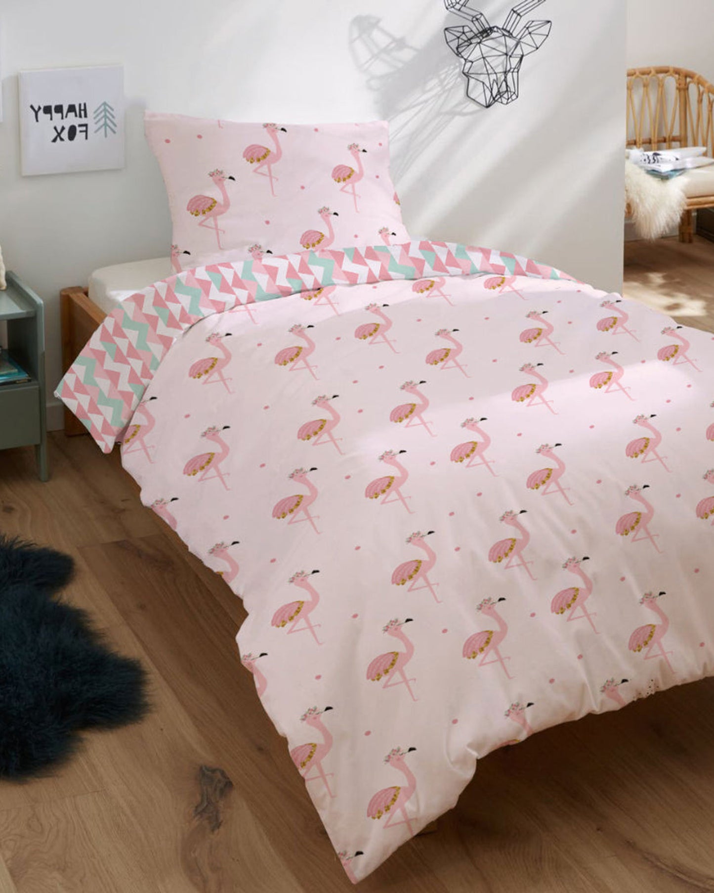 Cotton Home 100% Cotton 2-piece Printed Comforter Set Flamingo