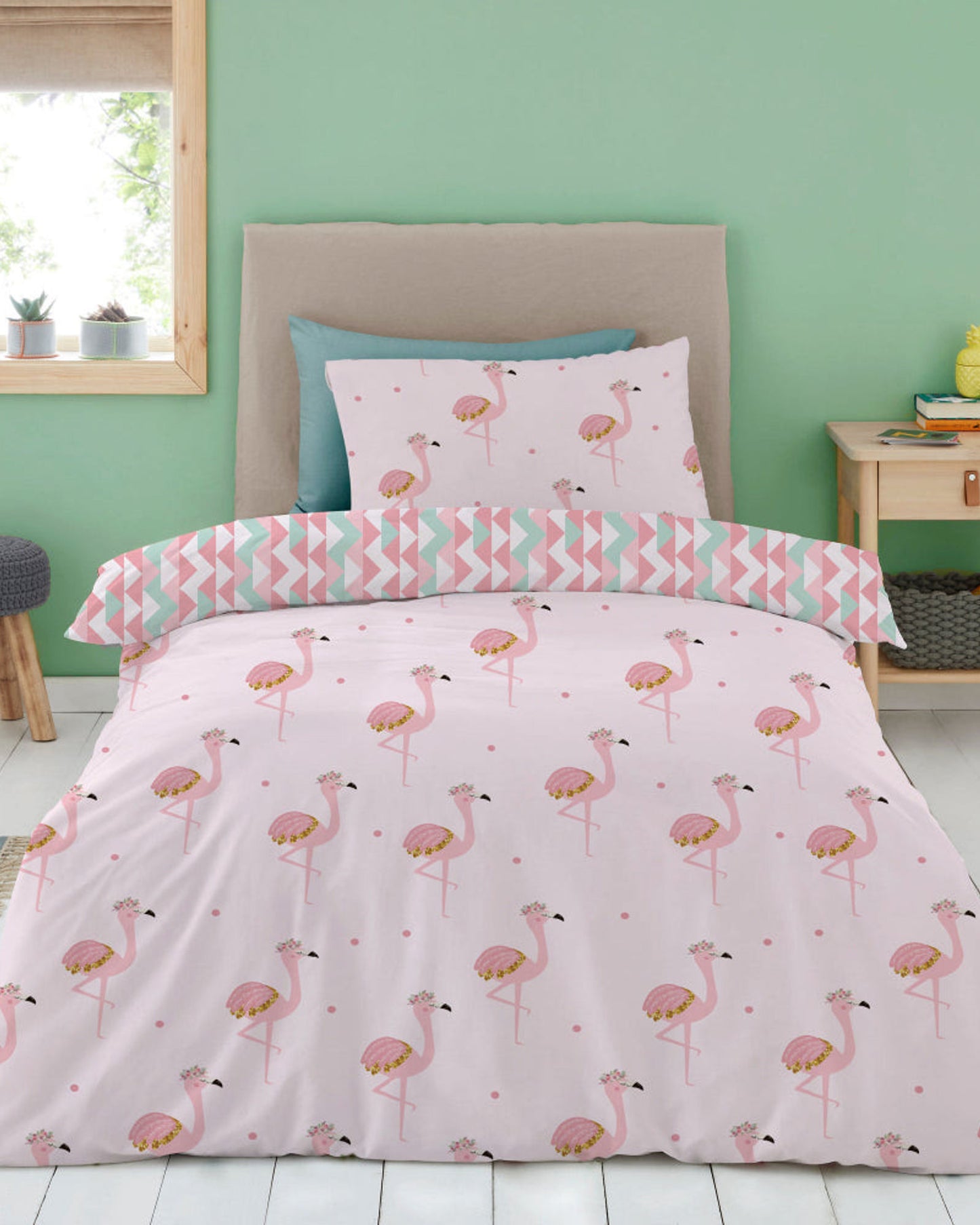 Cotton Home 100% Cotton 2-piece Printed Comforter Set Flamingo