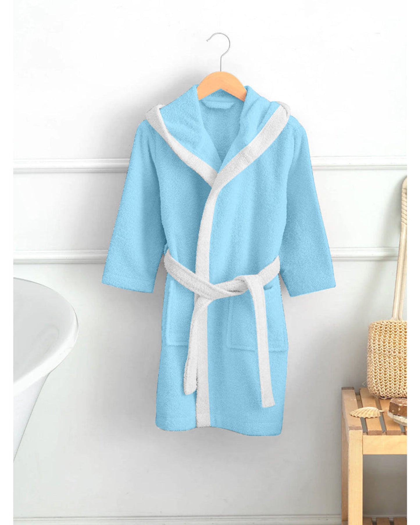 Cotton Home Kids Bathrobe Panda Aqua
