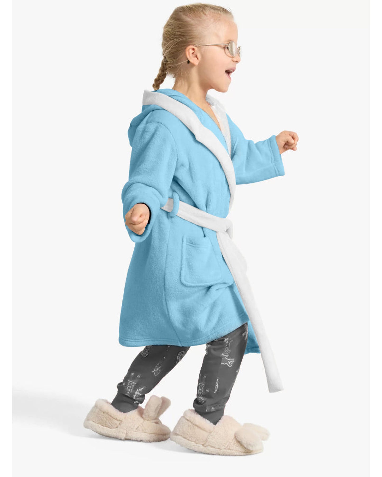 Cotton Home Kids Bathrobe Panda Aqua