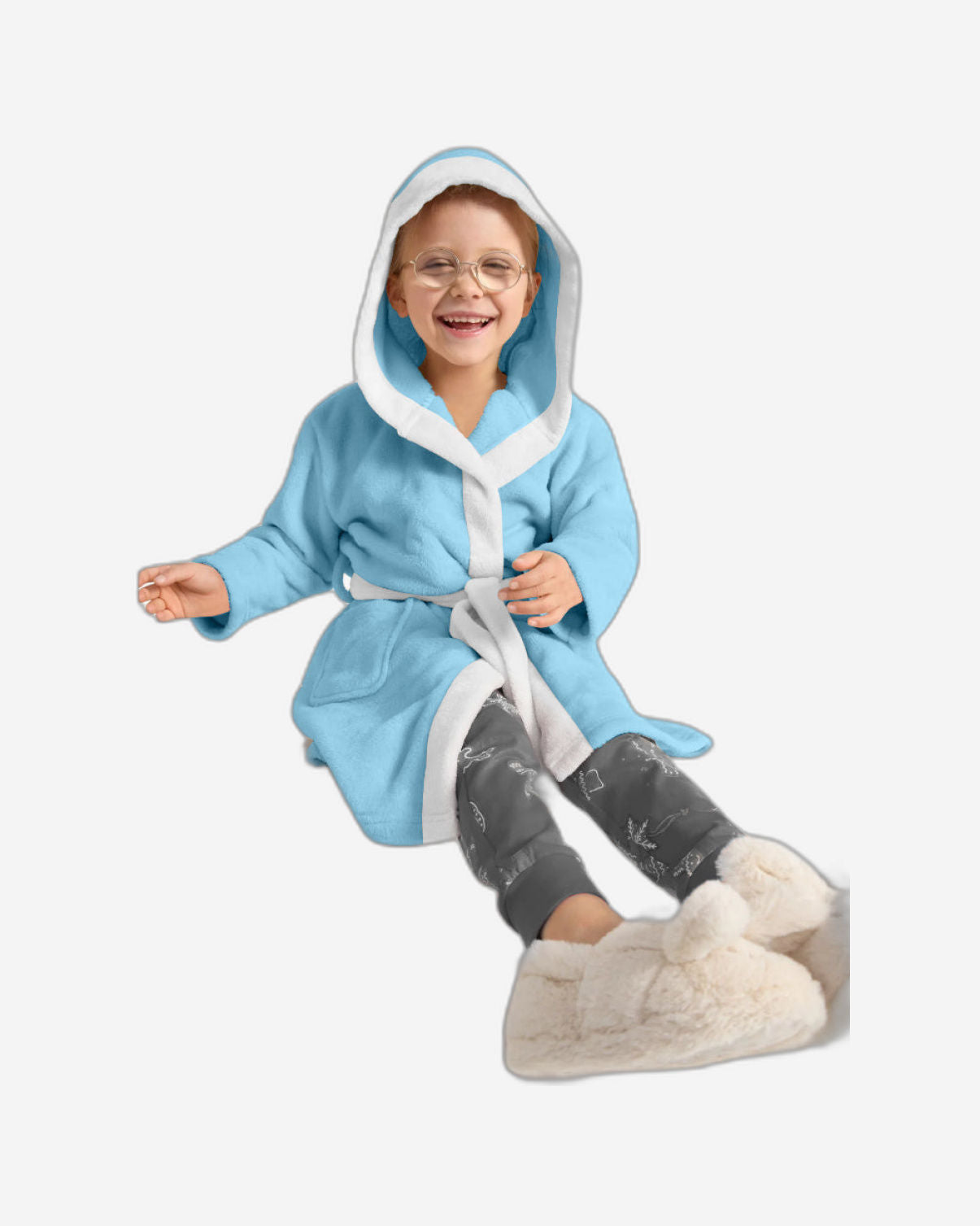 Cotton Home Kids Bathrobe Panda Aqua