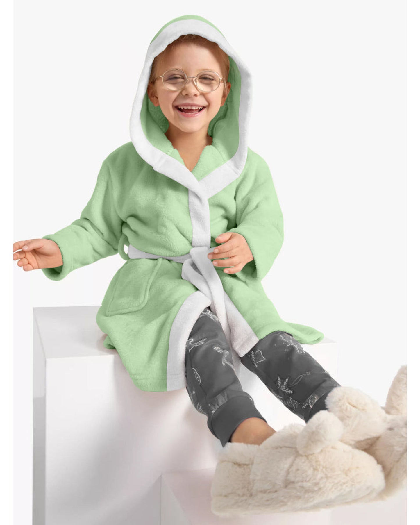 Cotton Home Kids Bathrobe Polar Bear Mint Green