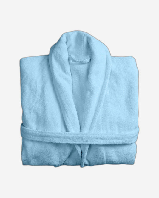 Cotton Home Bathrobe with Pockets Terry Sky Blue