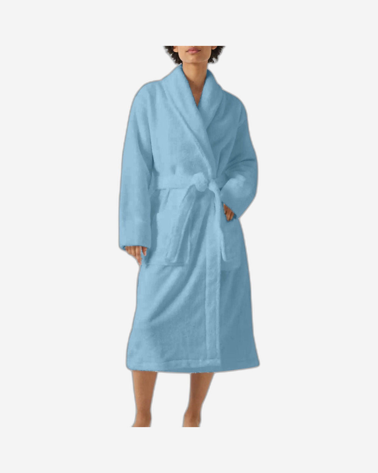 Cotton Home Bathrobe with Pockets Terry Sky Blue