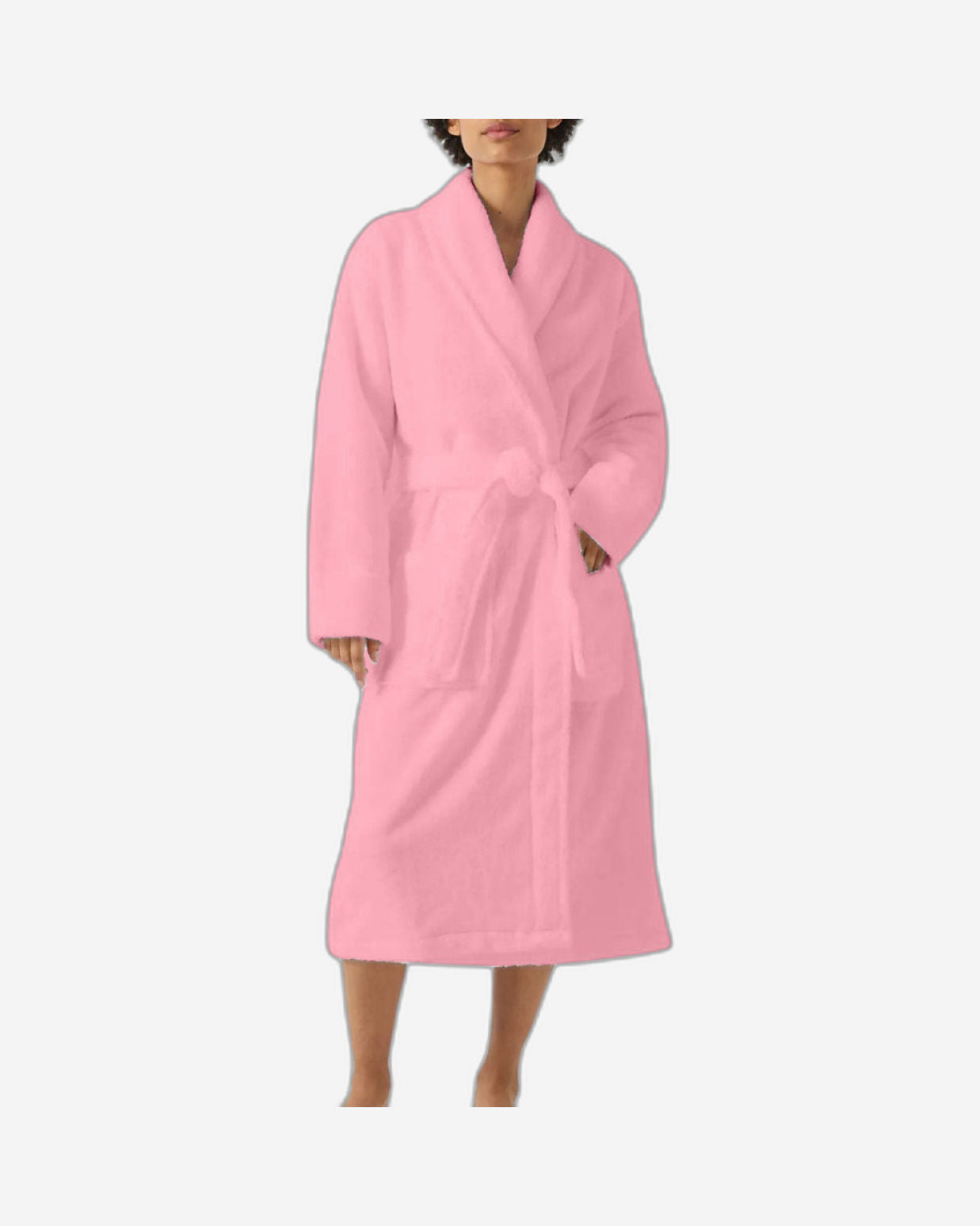 Cotton Home Bathrobe with Pockets Terry Dusty Pink
