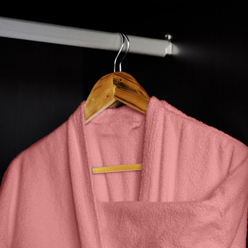 Cotton Home Bathrobe with Pockets Terry Rose Pink