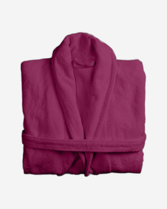 Cotton Home Bathrobe with Pockets Terry Burgundy