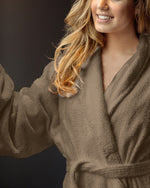 Cotton Home Bathrobe with Pockets Terry Wood Brown