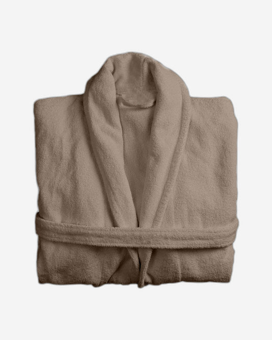 Cotton Home Bathrobe with Pockets Terry Taupe