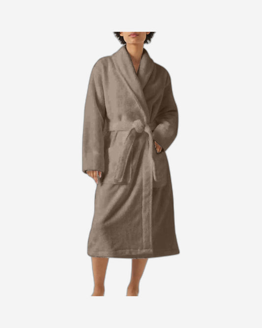 Cotton Home Bathrobe with Pockets Terry Taupe