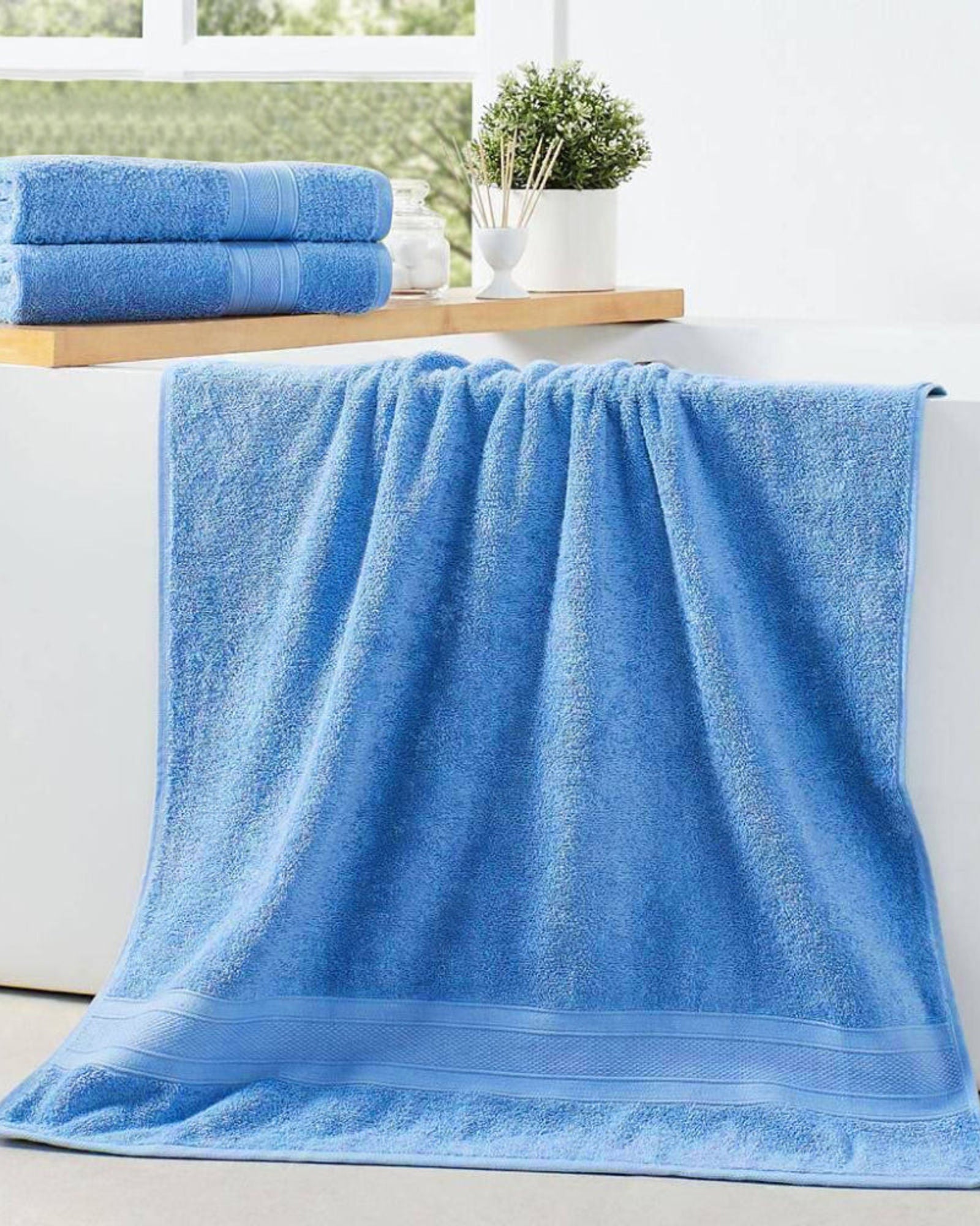 Cotton Home Bath Towel 2-piece Set Light Blue