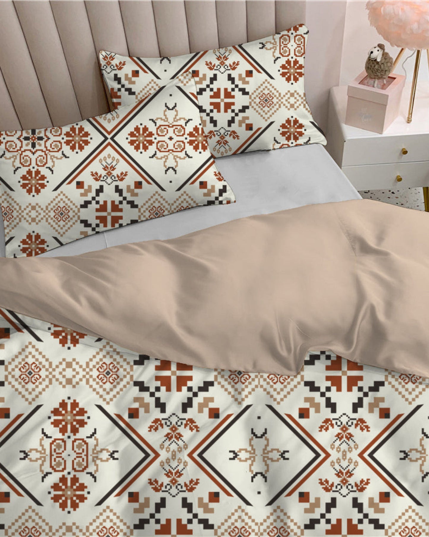 Cotton Home Comforter Set 3Pc Geometric Fusion