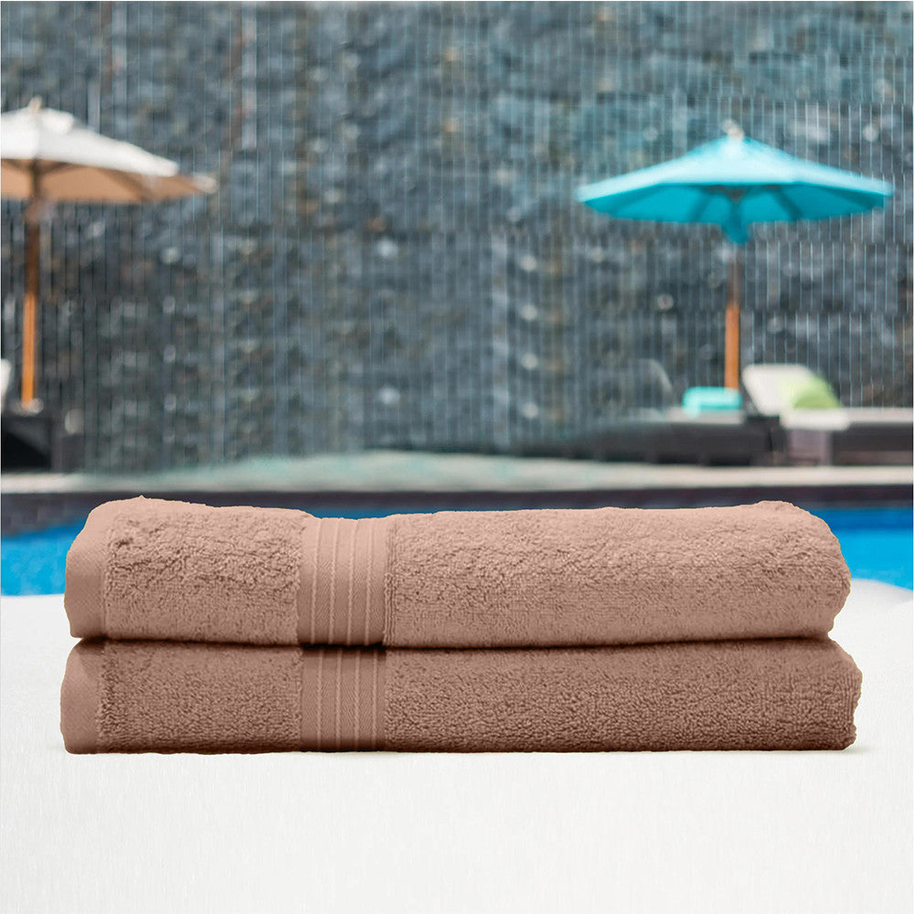 Cotton Home Bath Towel 2-piece Set Beige