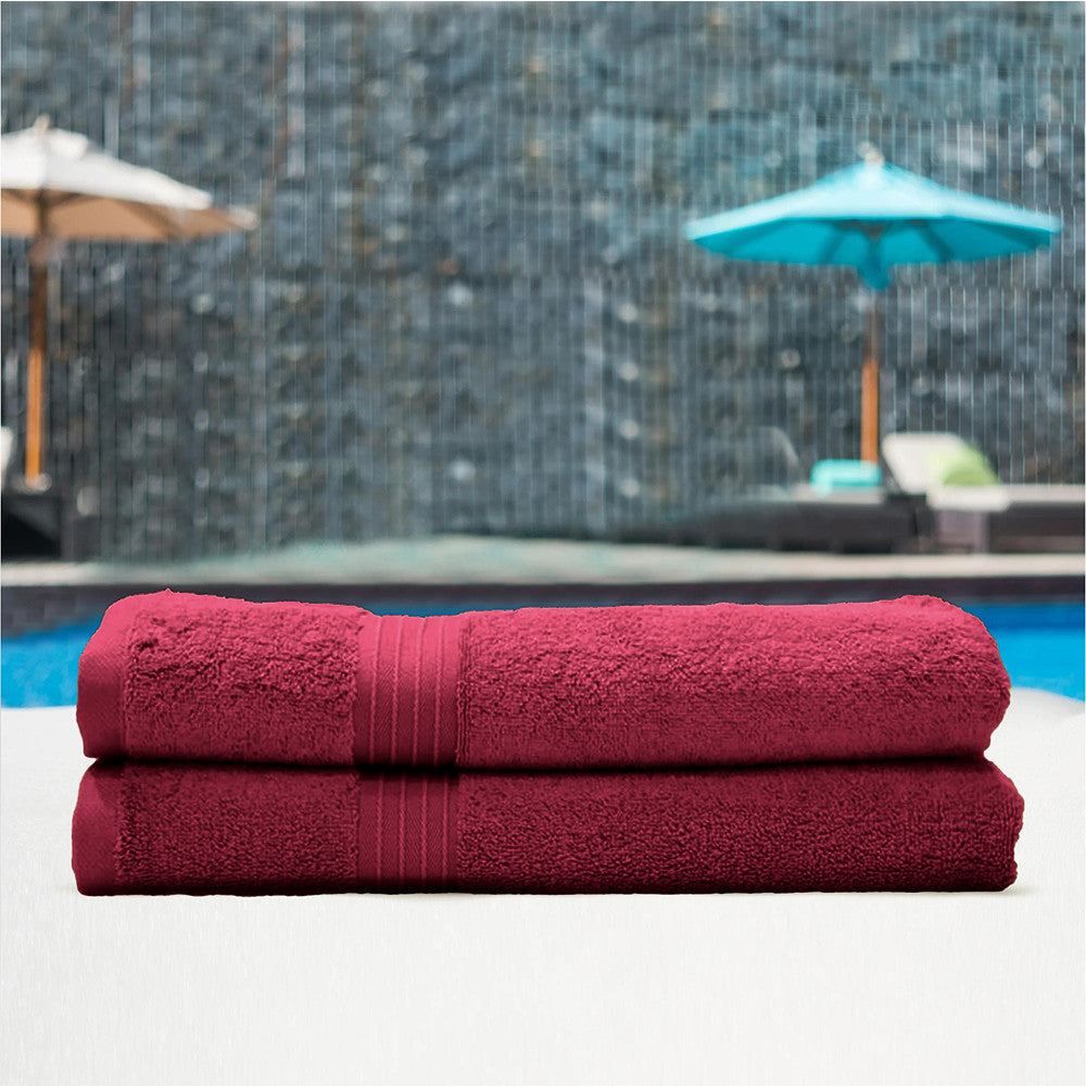 Cotton Home Bath Towel 2-piece Set Burgundy