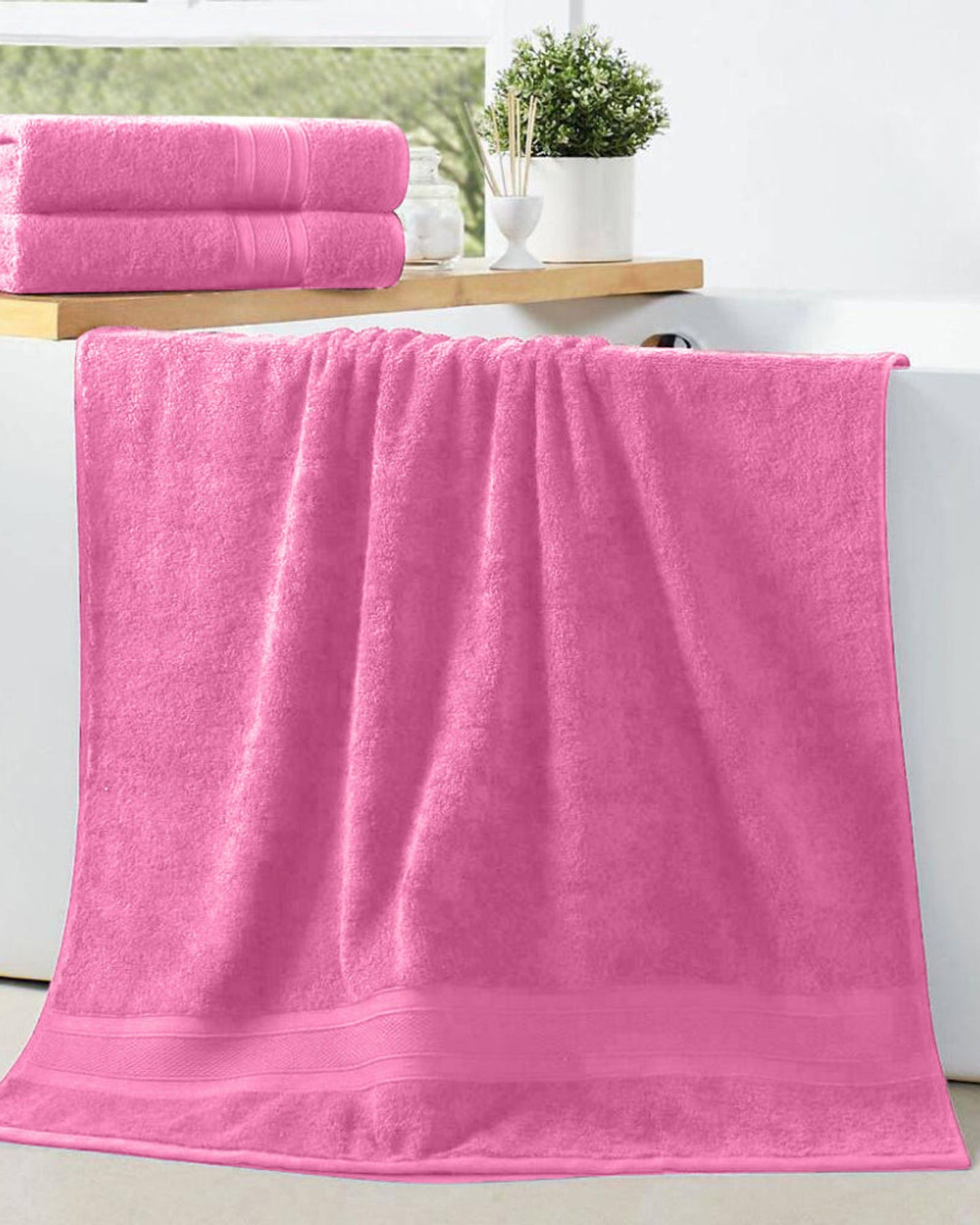 Cotton Home Bath Towel Set 2Pc Pink