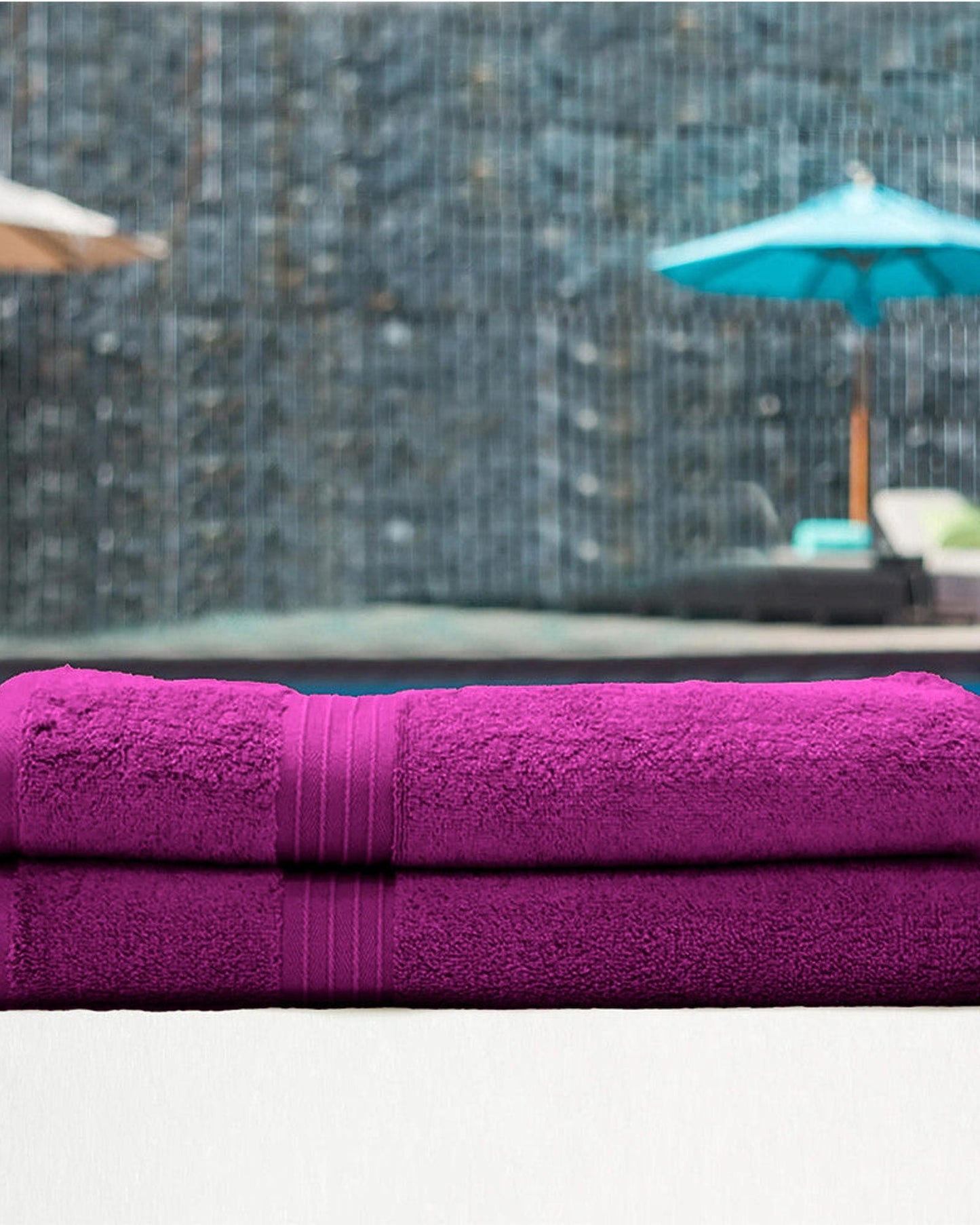 Cotton Home Bath Towel Set 2Pc Purple