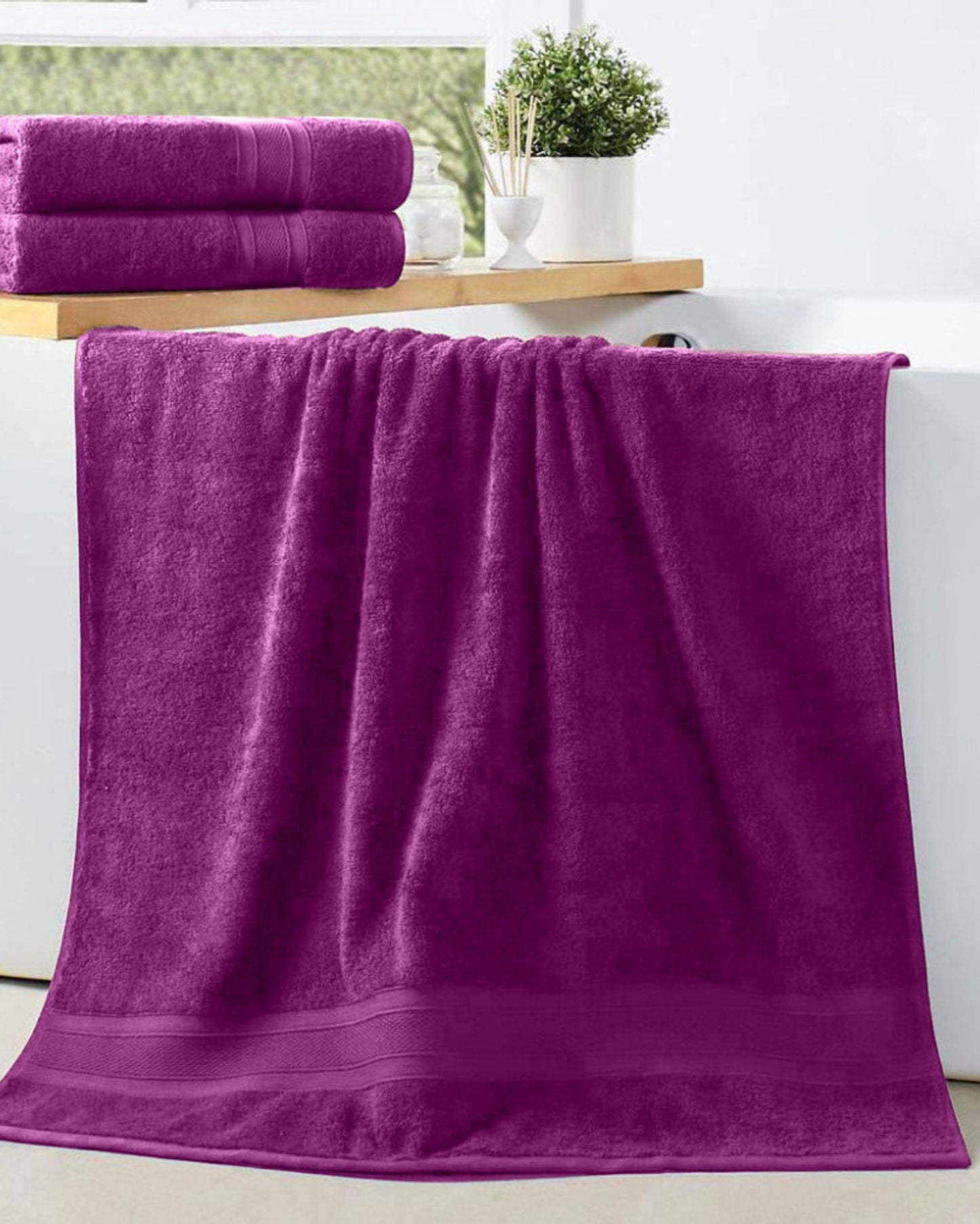 Cotton Home Bath Towel Set 2Pc Purple