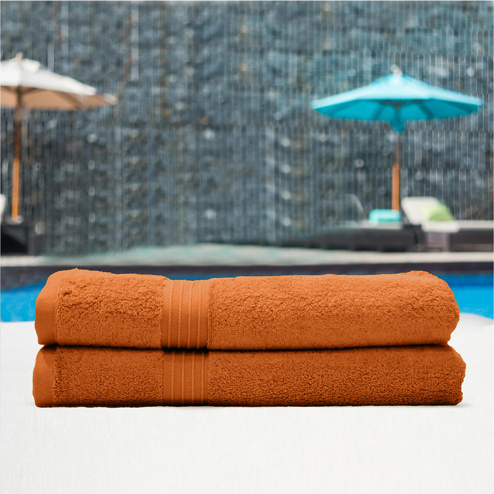 Cotton Home Bath Towel 2-piece Set Orange
