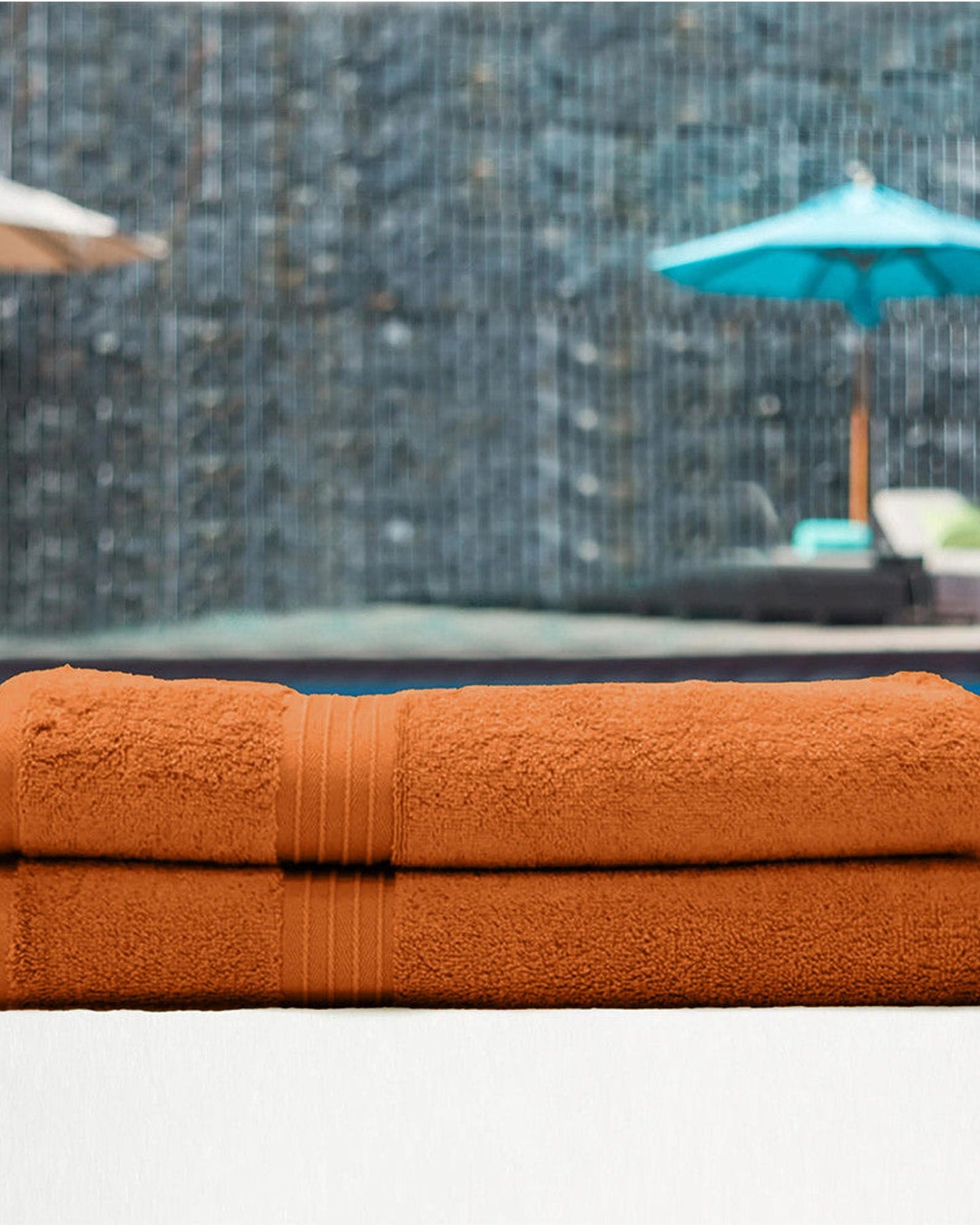 Cotton Home Bath Towel Set 2Pc Orange