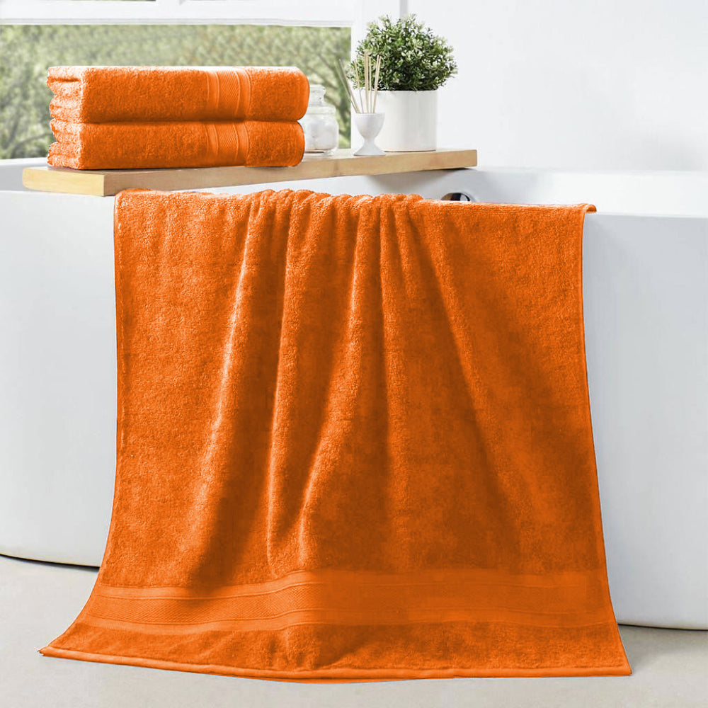 Cotton Home Bath Towel 2-piece Set Orange