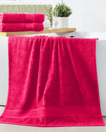 Cotton Home Bath Towel 2-piece Set Fuscia