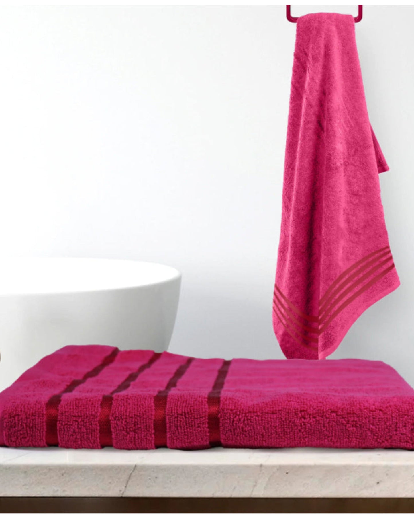 Cotton Home Bath Towel Aqua Breeze Hot Pink