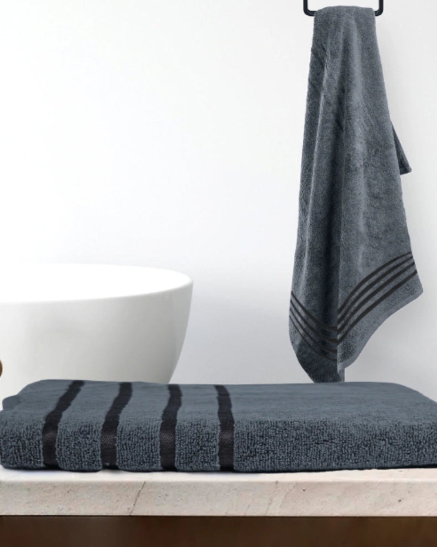 Cotton Home Bath Towel Aqua Breeze Graphite