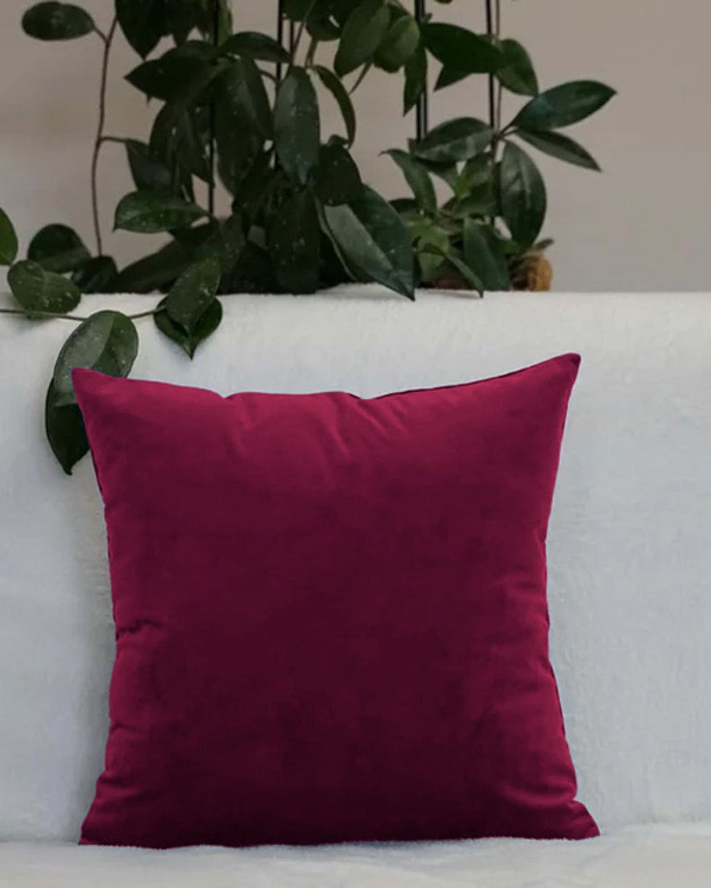 Cotton Home Cushion Velvet Burgundy