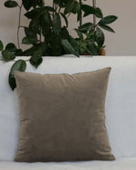 Cotton Home Filled Velvet Cushion LightBrown