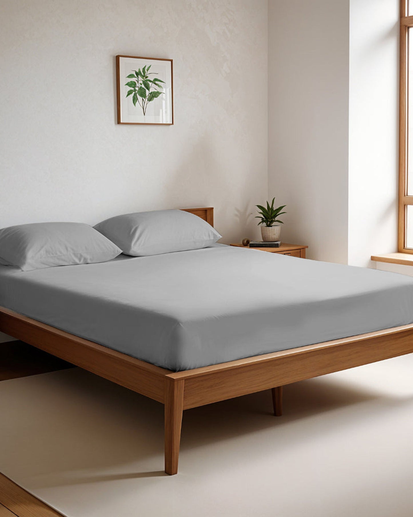 Cotton Home Fitted Sheet Set 3Pc Super Soft Grey