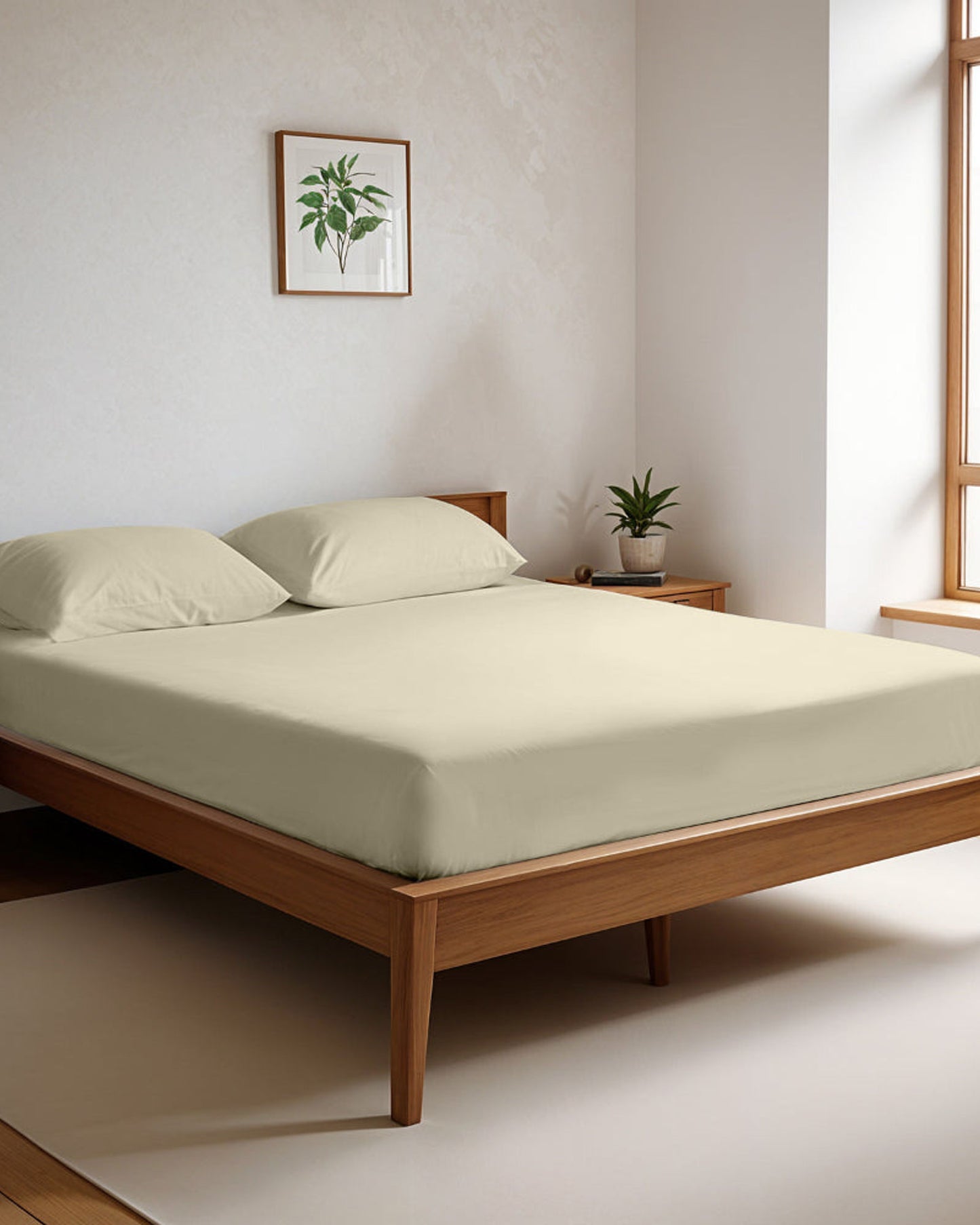 Cotton Home Fitted Sheet Set 3Pc Super Soft Beige