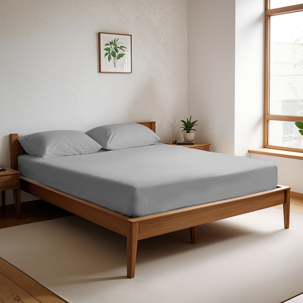 Cotton Home Fitted Sheet Set 3Pc Super Soft Grey