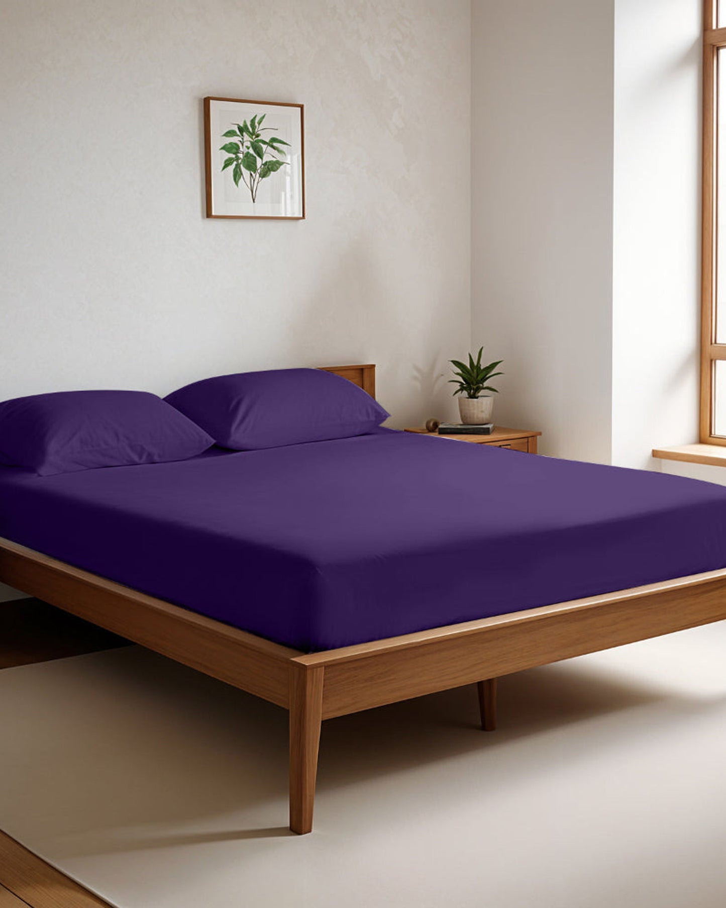 Cotton Home Fitted Sheet Set 3Pc Super Soft Violet