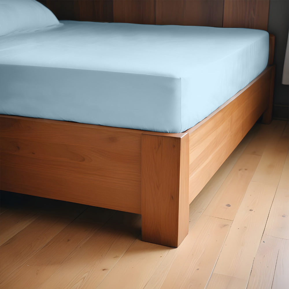 Cotton Home Fitted Sheet Set 3Pc Super Soft Sky Blue