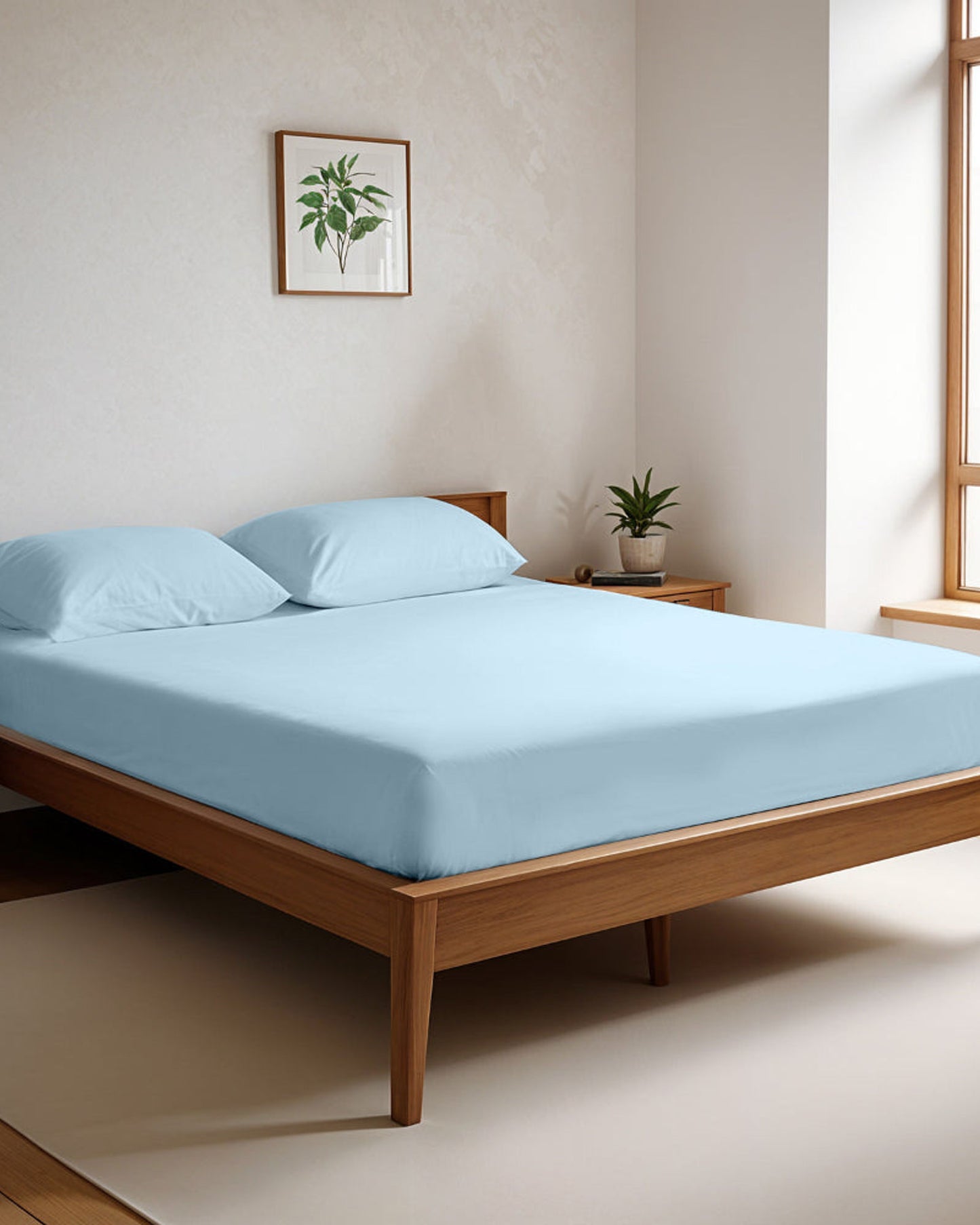 Cotton Home Fitted Sheet Set 3Pc Super Soft Sky Blue