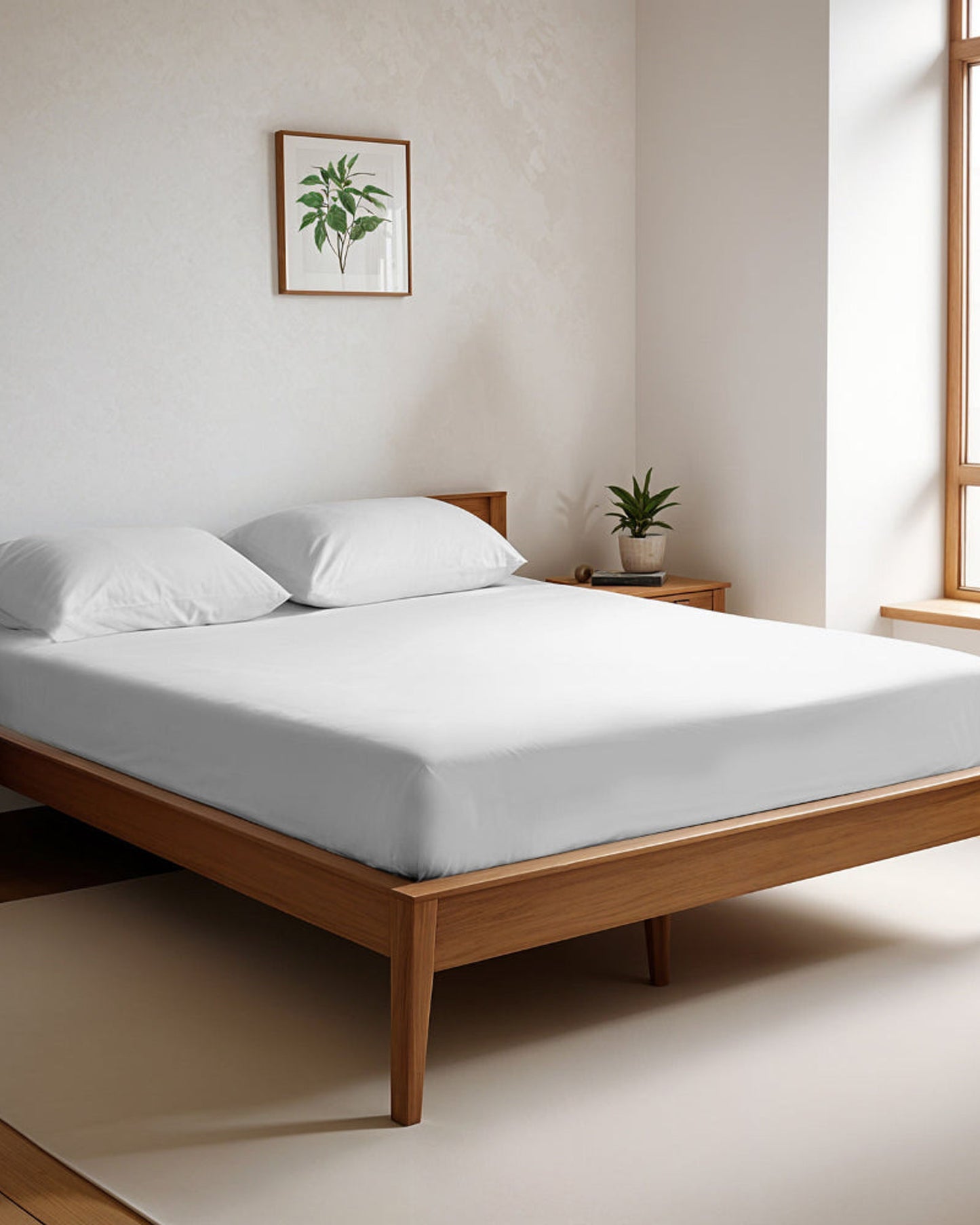 Cotton Home Fitted Sheet Set 3Pc Super Soft White