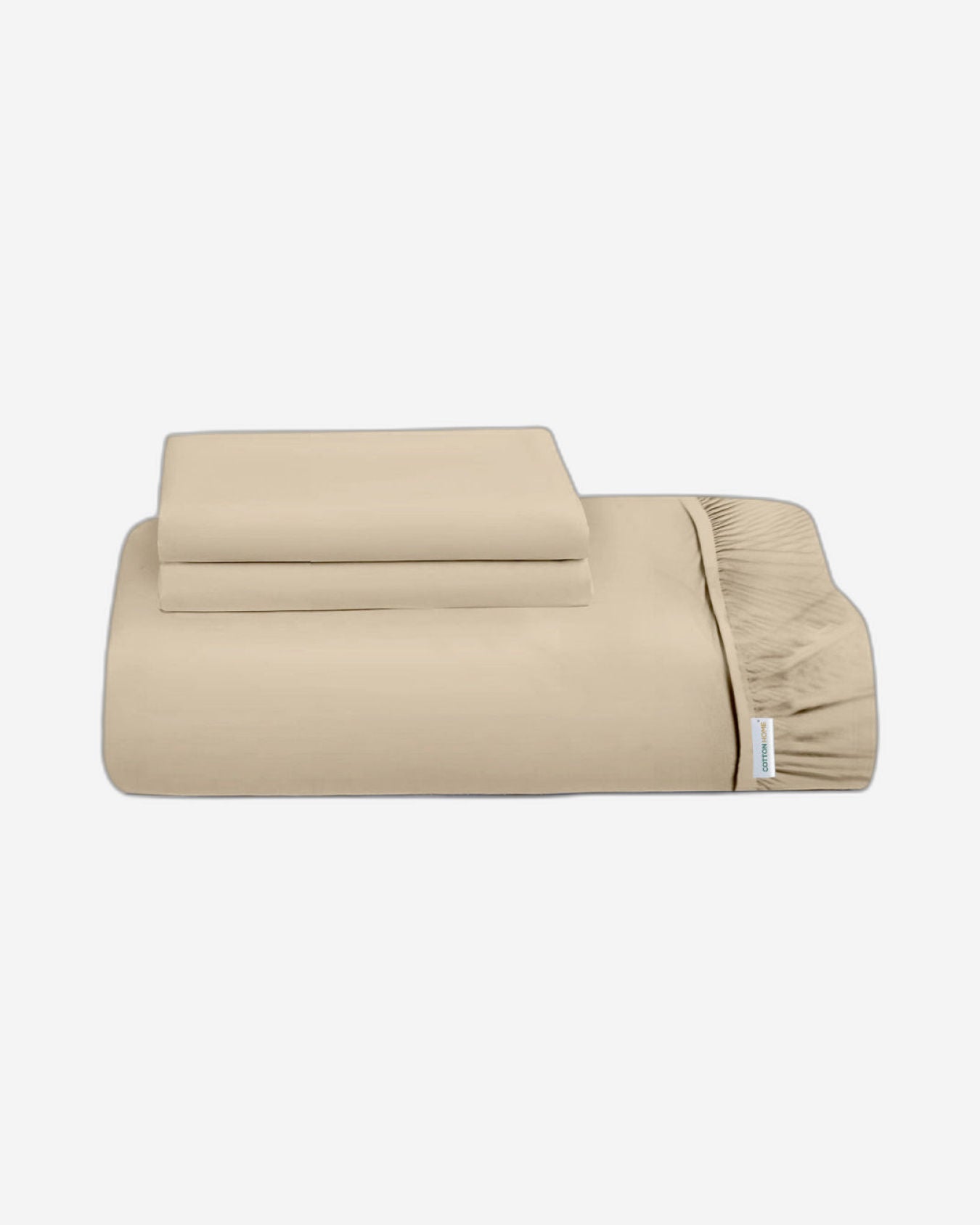 Cotton Home Fitted Sheet Set 3Pc Super Soft Beige