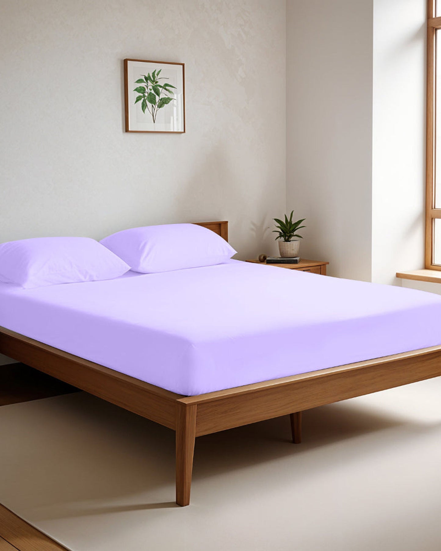 Cotton Home Fitted Sheet Set 3Pc Super Soft Light Purple
