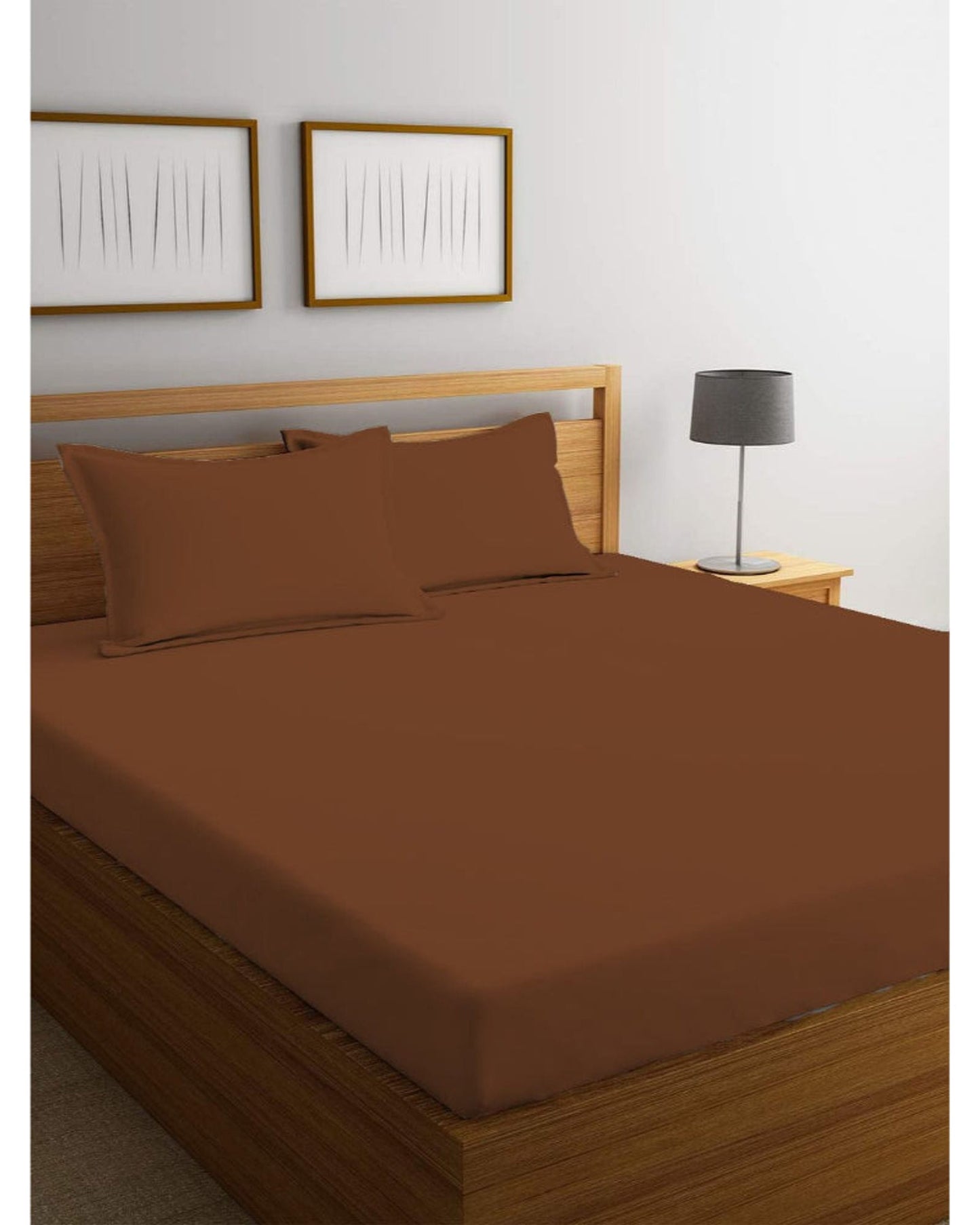 Cotton Home Fitted Sheet Set 3Pc Super Soft Brown