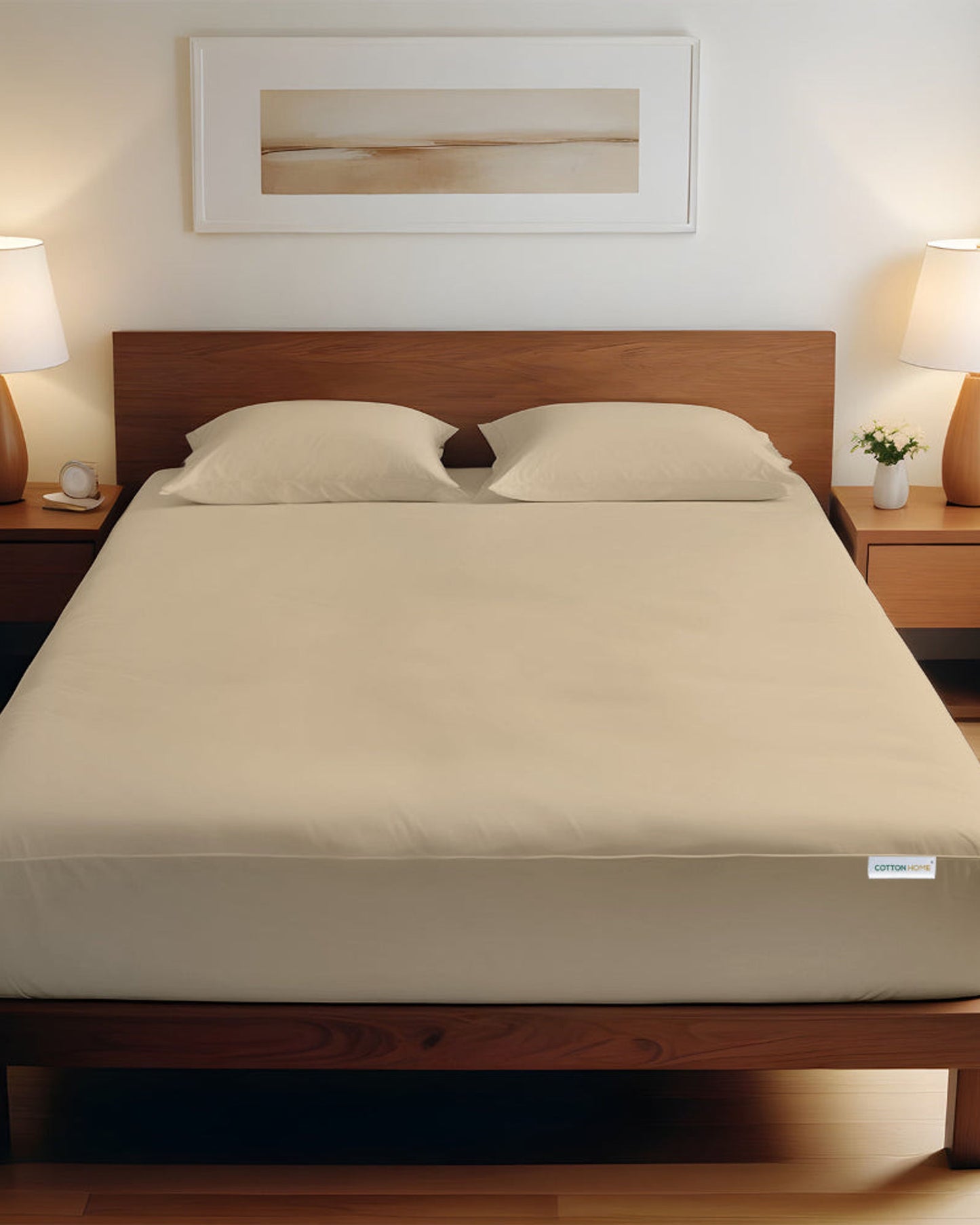 Cotton Home Fitted Sheet Set 3Pc Super Soft Beige