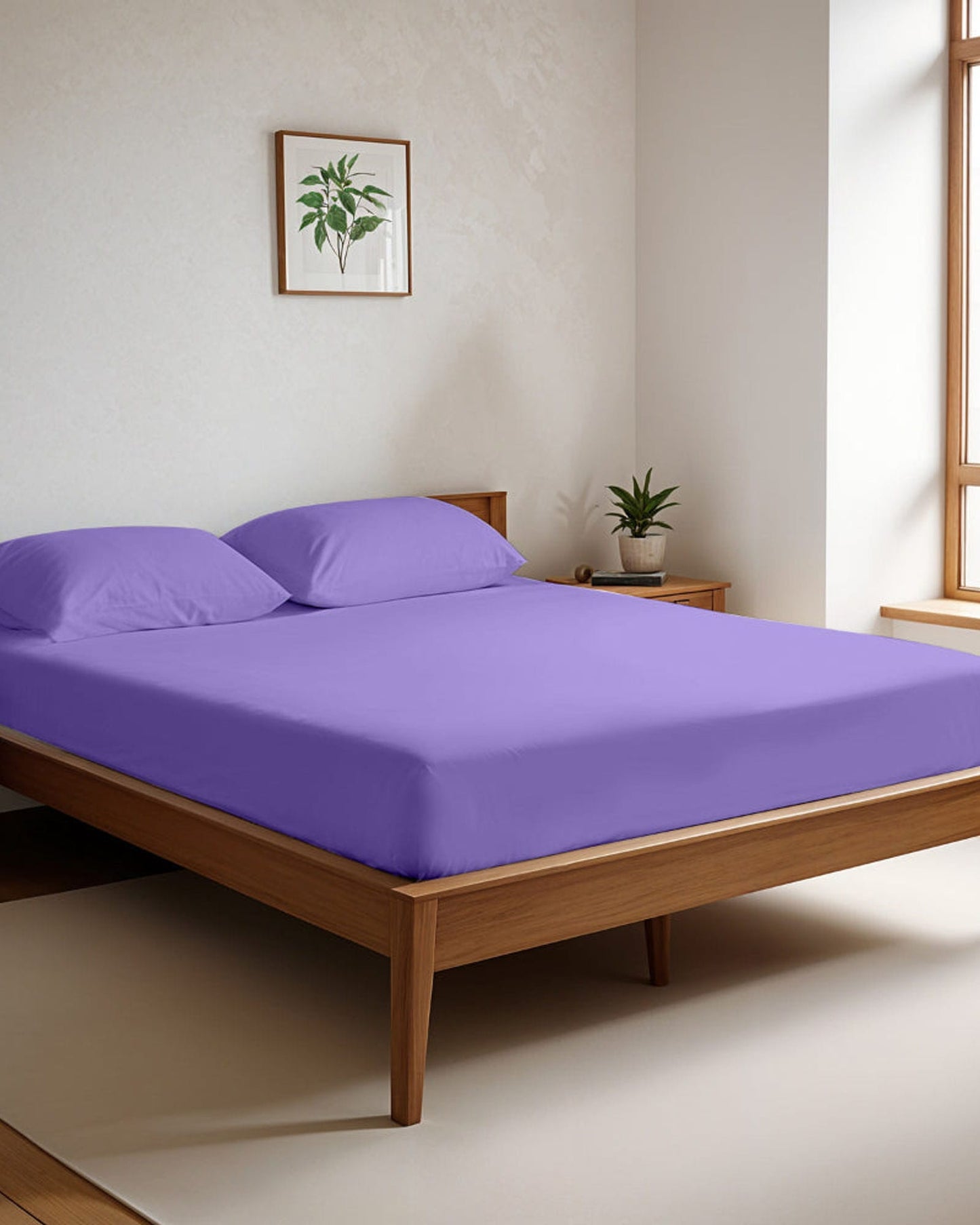 Cotton Home Fitted Sheet Set 3Pc Super Soft Silver Dark Purple