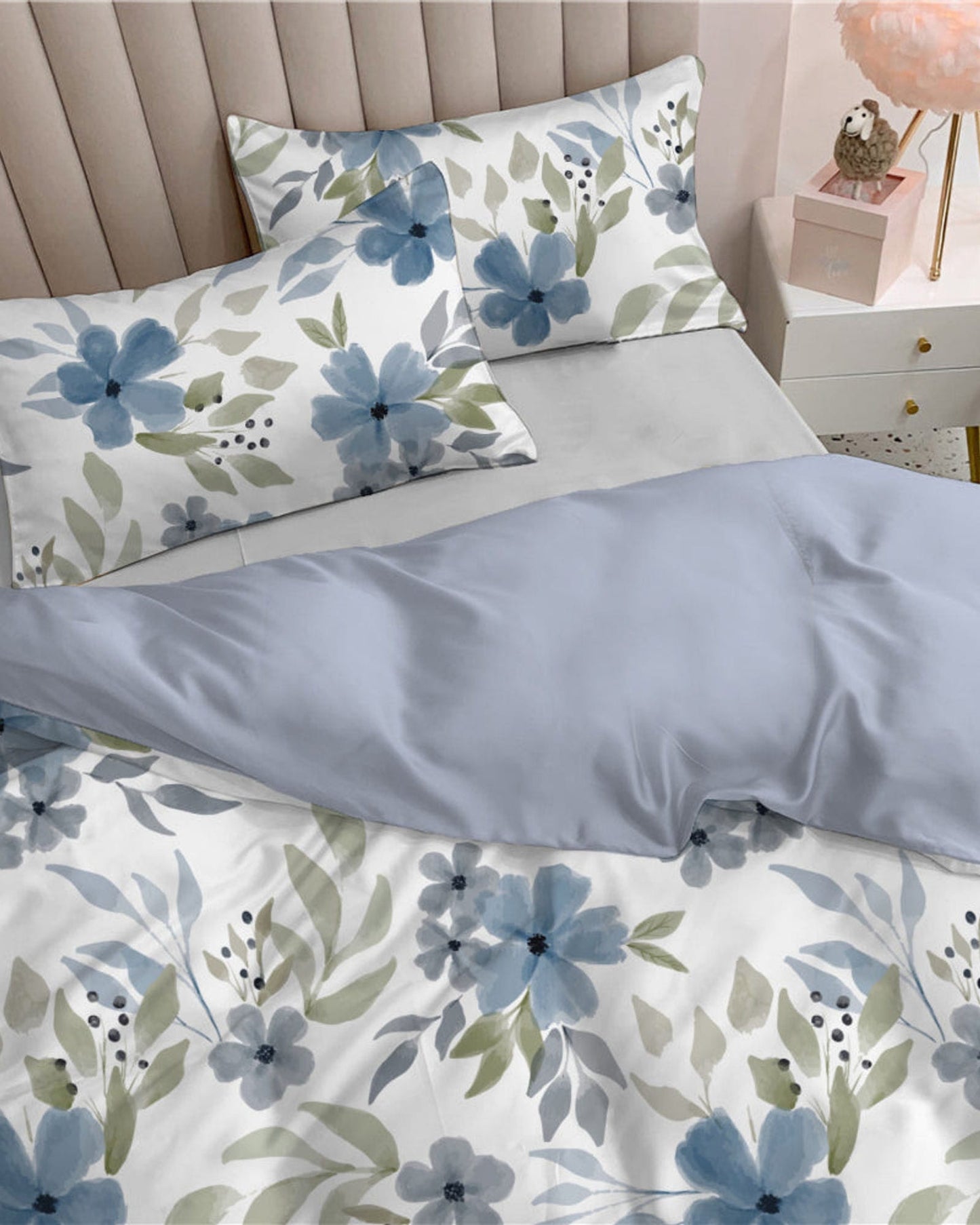 Cotton Home Comforter Set 3Pc Serene Blossoms