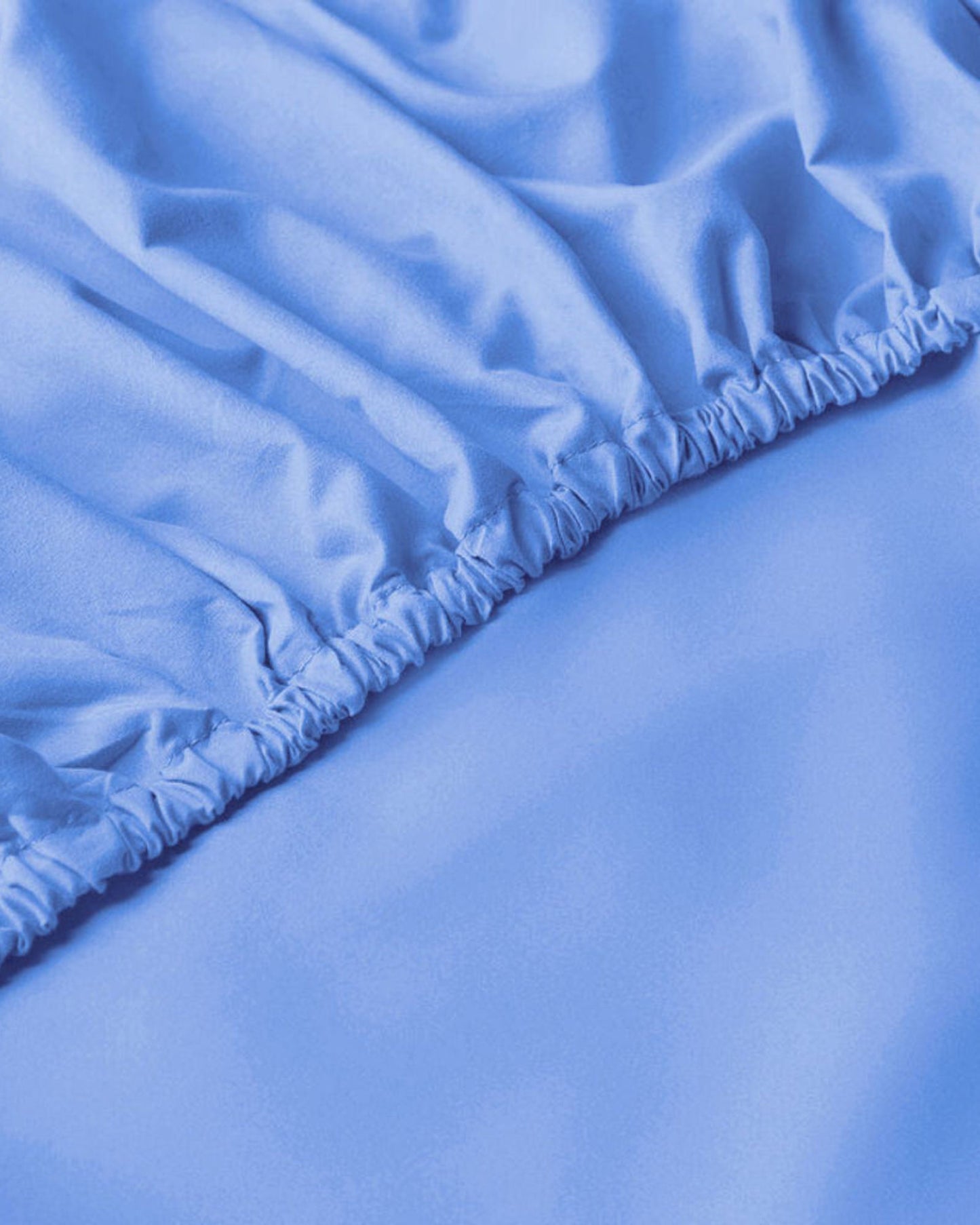 Cotton Home Fitted Sheet Set 3Pc Satin 300TC Blue