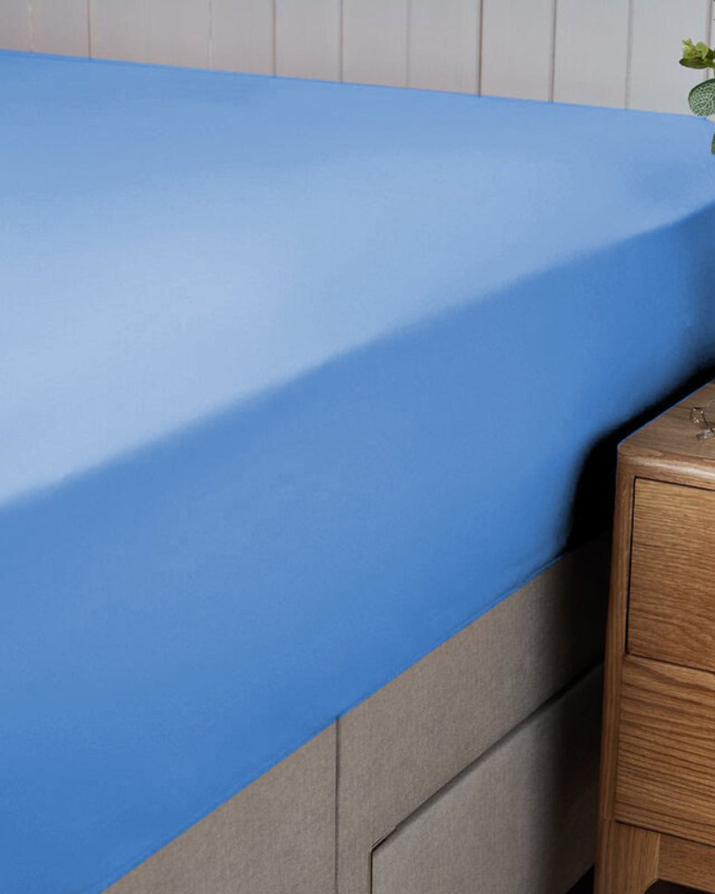 Cotton Home Fitted Sheet Set 3Pc Satin 300TC Blue