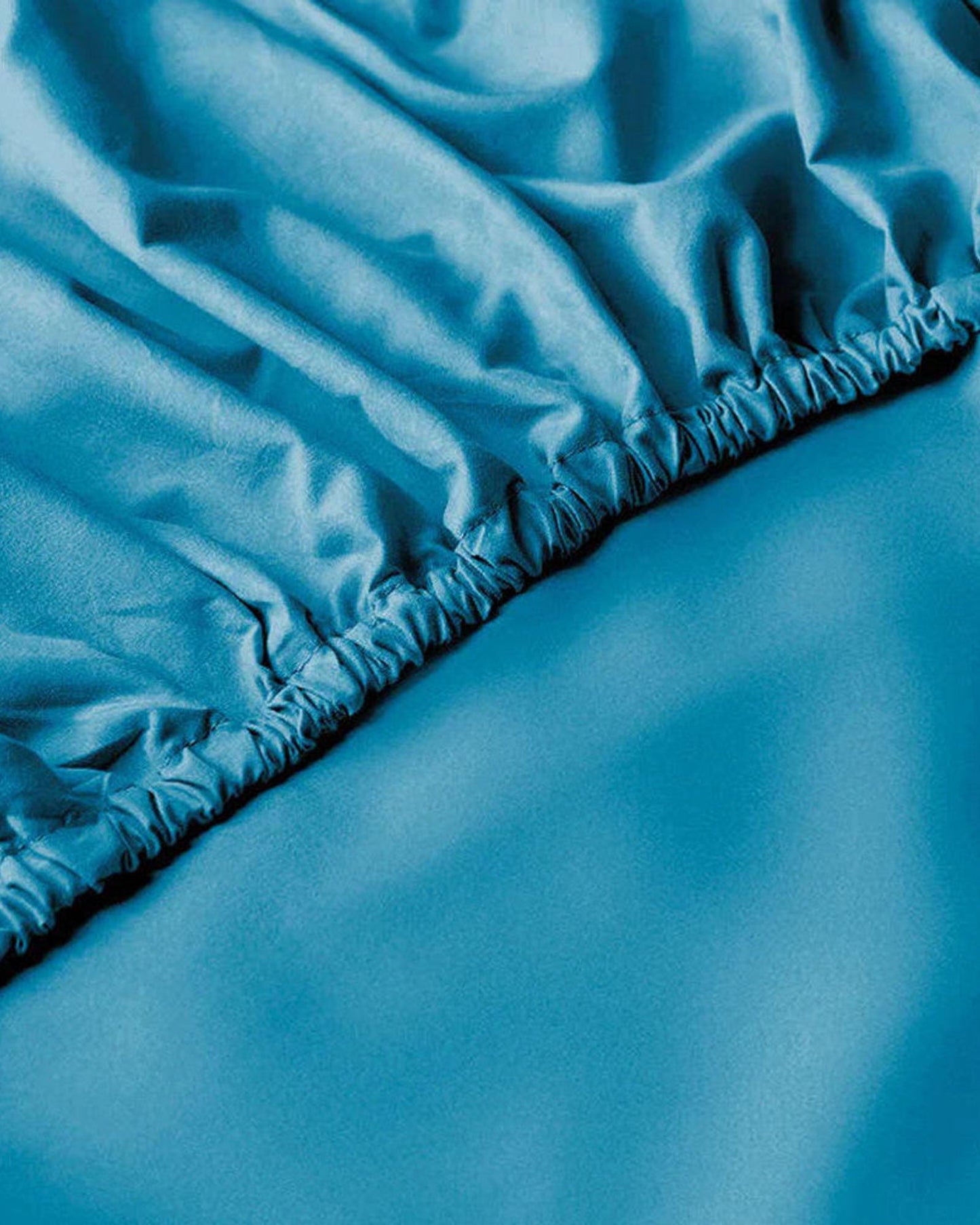 Cotton Home Fitted Sheet Set 3Pc Satin 300TC Turquoise